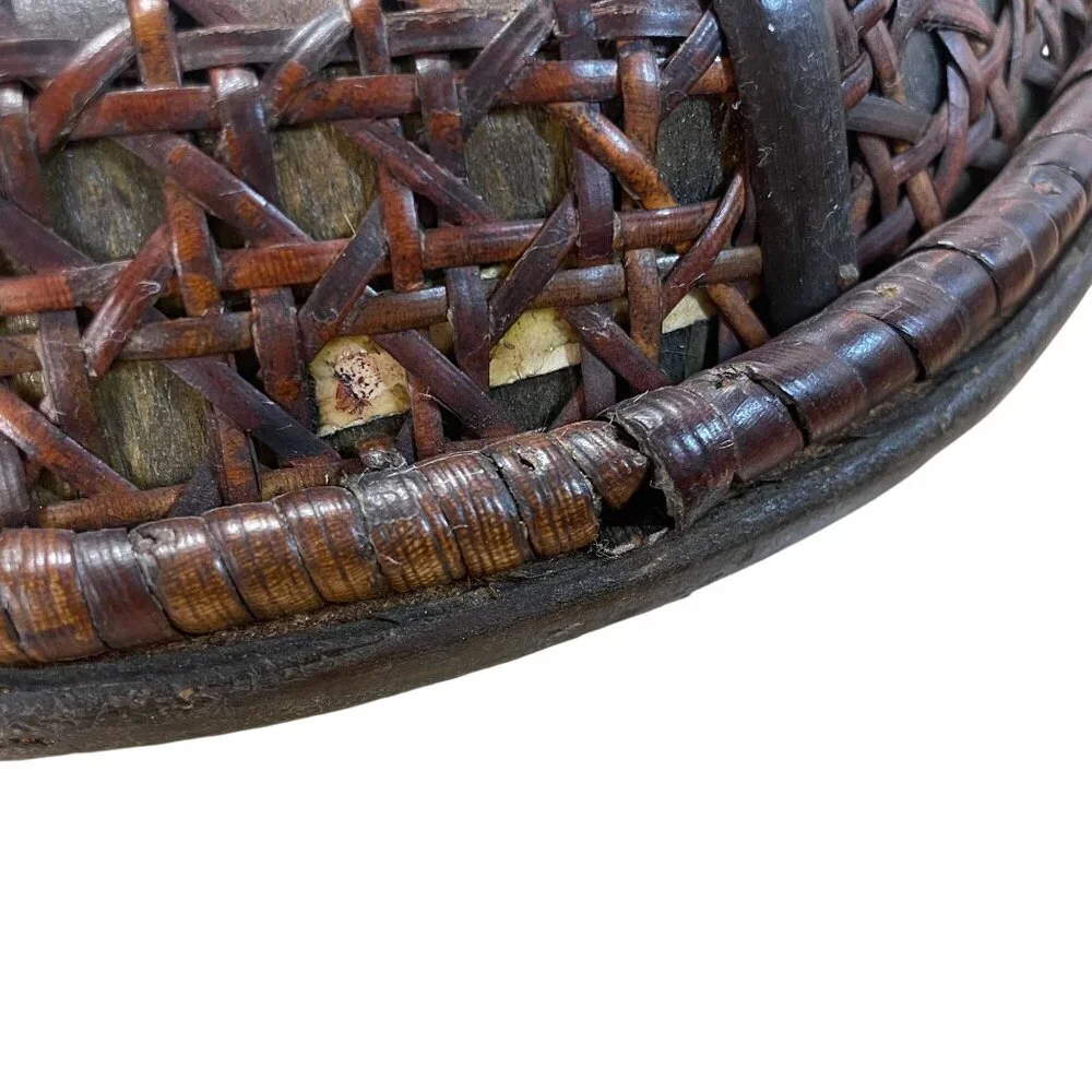 Vintage Rattan Cane Decorative Wall Mirrors Set 2 Boho Coastal British Colonial
